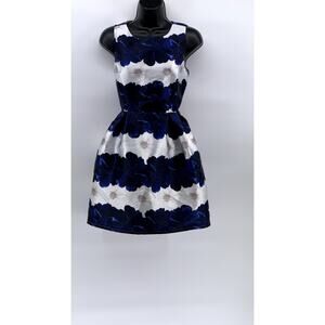 FOREVEVER 21 CONTEMPORARY Women's Blue-White Printed Fit & Flare Mini Dress SZ S